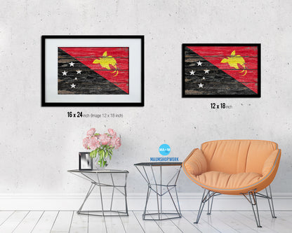 Papua New Guinea Country Wood Rustic National Flag Wood Framed Print Wall Art Decor Gifts