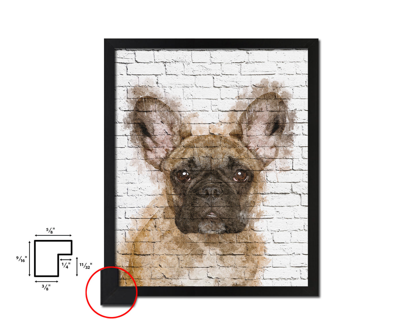 French Bulldog Dog Puppy Portrait Framed Print Pet Watercolor Wall Decor Art Gifts
