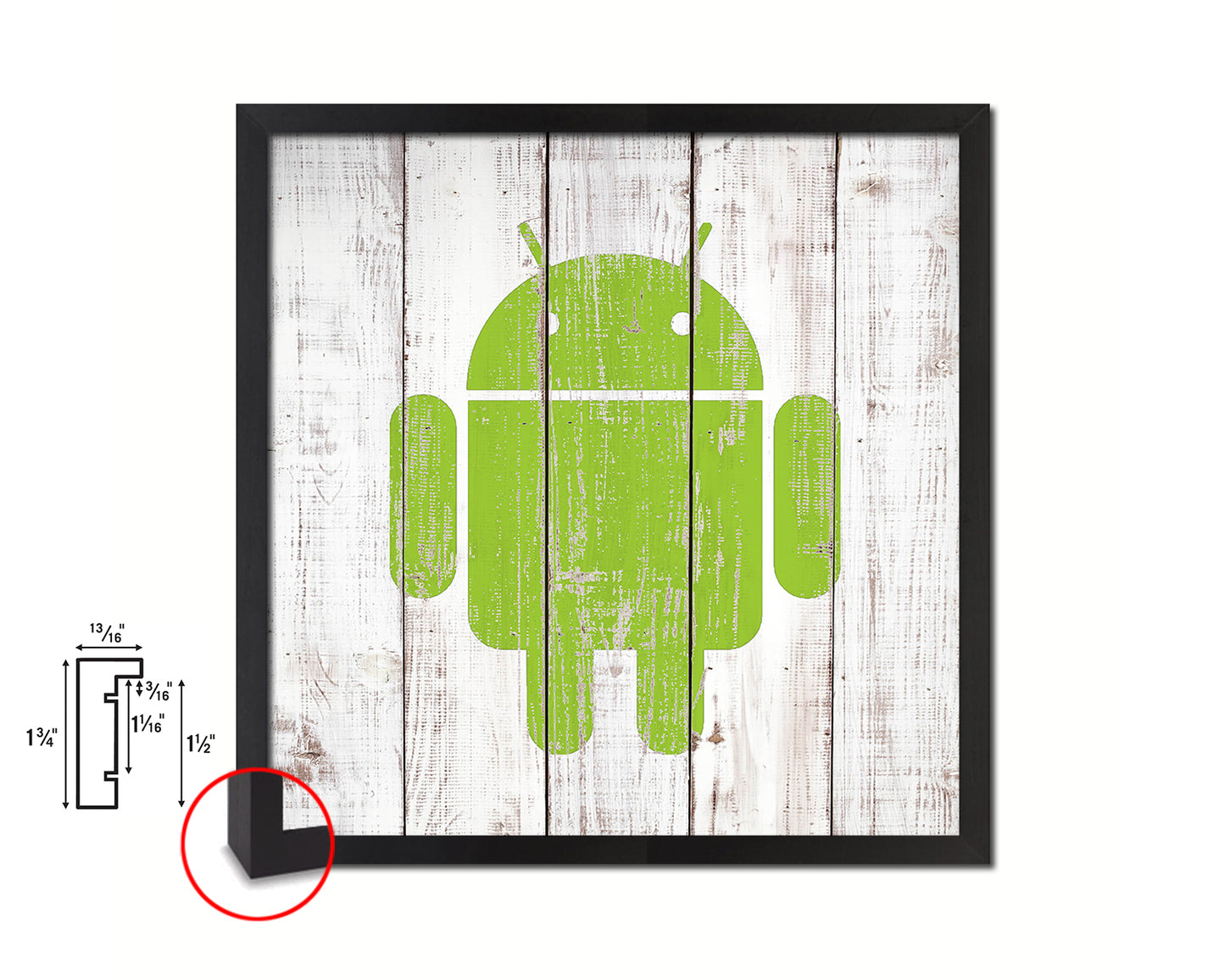 Android Social Media Symbol Icons logo Framed Print Shabby Chic Home Decor Wall Art Gifts