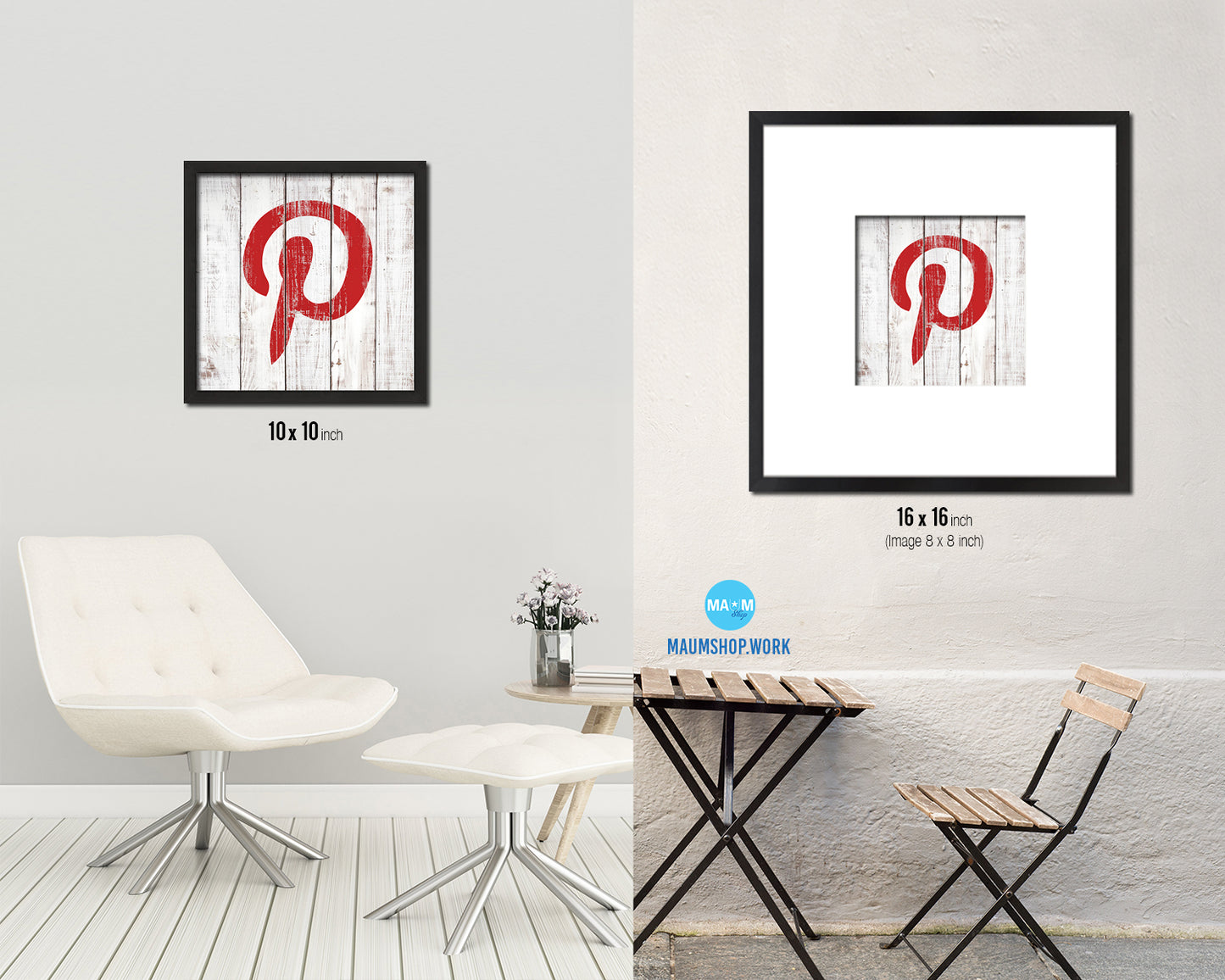 Pinterest Social Media Symbol Icons logo Framed Print Shabby Chic Home Decor Wall Art Gifts