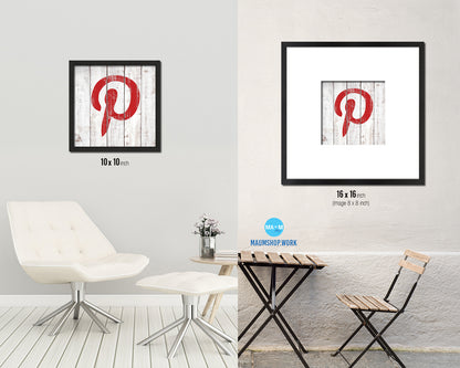 Pinterest Social Media Symbol Icons logo Framed Print Shabby Chic Home Decor Wall Art Gifts