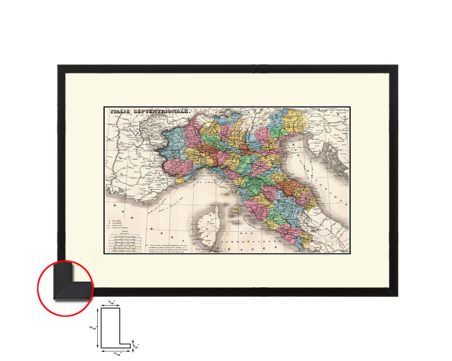 North Iitaly Old Map Framed Print Art Wall Decor Gifts