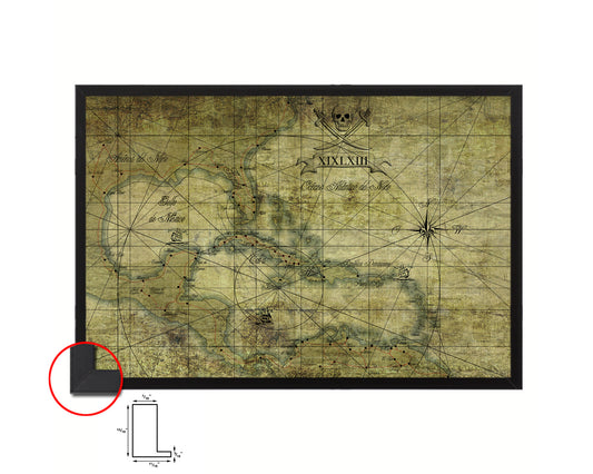 Caribbean Historical Map Framed Print Art Wall Decor Gifts