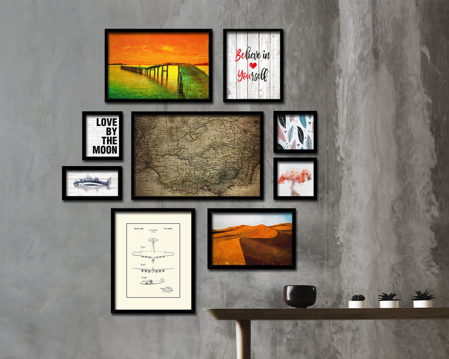 Australia Vintage Map Framed Print Art Wall Decor Gifts