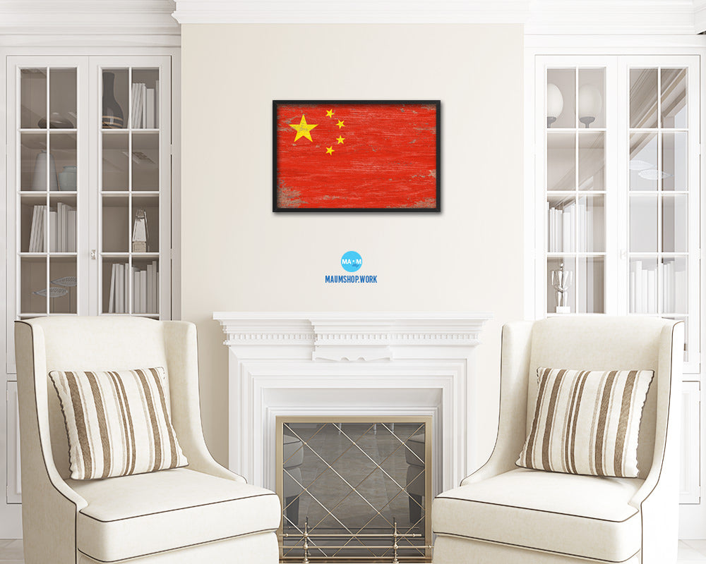 China Shabby Chic Country Flag Wood Framed Print Wall Art Decor Gifts
