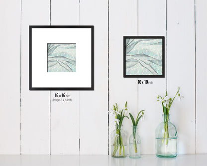 Abstract Aqua Artwork Wood Frame Gifts Modern Wall Decor Art Prints