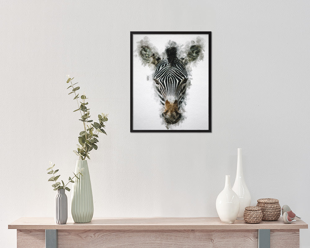 Zebra Animal Painting Print Framed Art Home Wall Decor Gifts