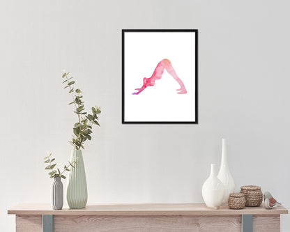 Downward Facing Dog Adho Mukha Sanasana Yoga Wood Framed Print Wall Decor Art Gifts