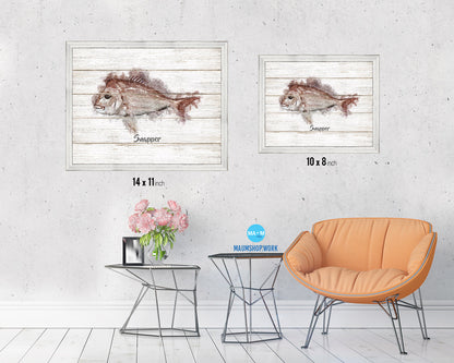 Snapper Fish Framed Prints Modern Restaurant Sushi Bar Watercolor Wall Art Decor