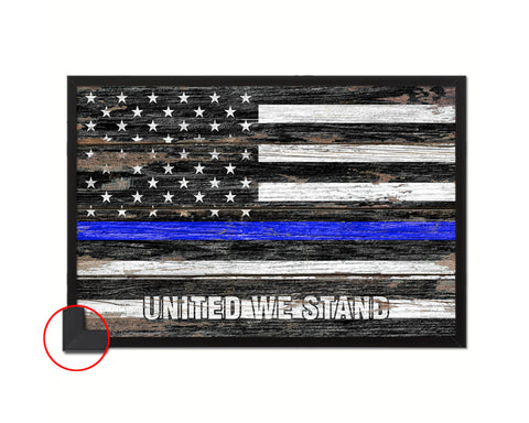 Thin Blue Line Honoring Law Enforcement American, United we stand Wood Rustic Flag Art