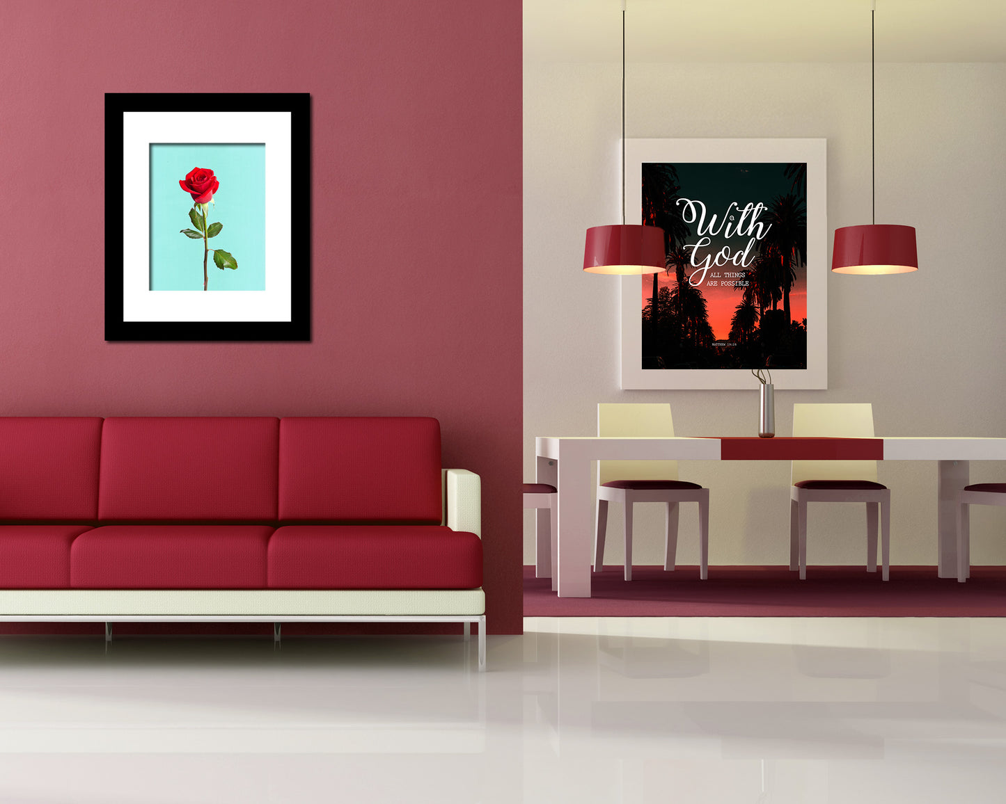 Red Globalrose Colorful Plants Art Wood Framed Print Wall Decor Gifts