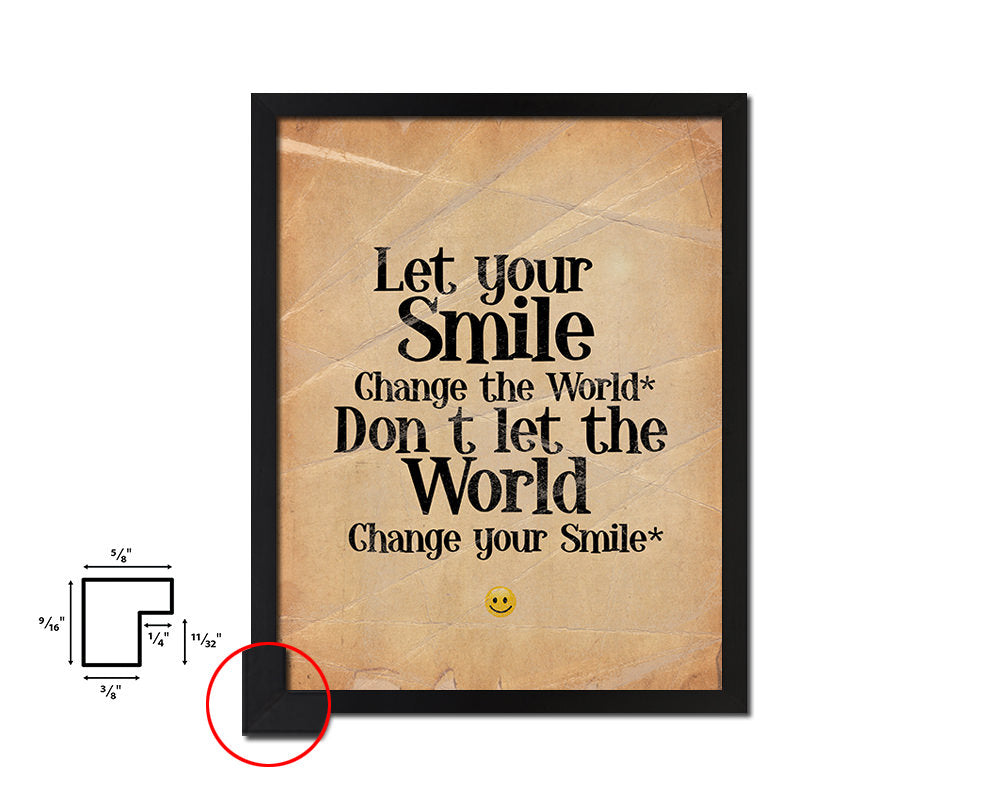 Let your smile change the world Quote Paper Artwork Framed Print Wall Decor Art