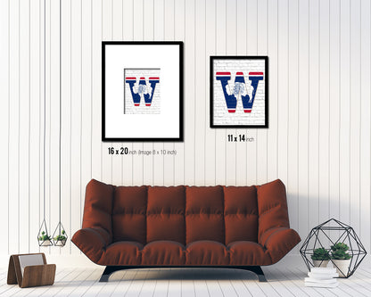 Wyoming State Initial Flag Wood Framed Paper Print Decor Wall Art Gifts, Brick