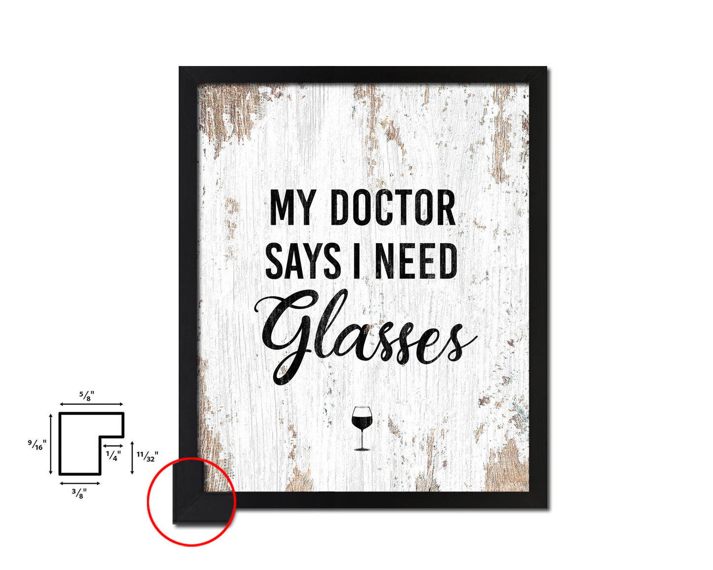 My doctor says I need glasses Words Wood Framed Print Wall Decor Art Gifts