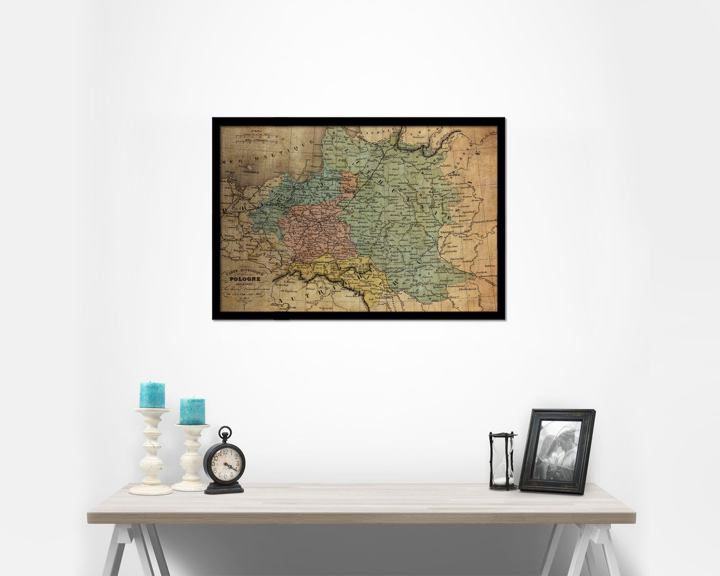 Poland Prussia Germany Vintage Map Framed Print Art Wall Decor Gifts
