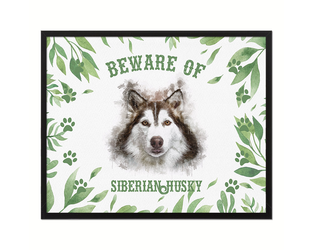 Beware of Russell Terrier Sign Wood Framed Print Wall Art Decor Gifts