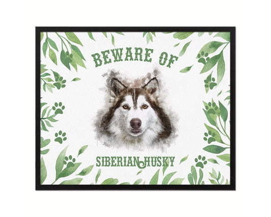 Beware of Russell Terrier Sign Wood Framed Print Wall Art Decor Gifts