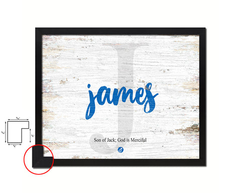 James Personalized Biblical Name Plate Art Framed Print Kids Baby Room Wall Decor Gifts