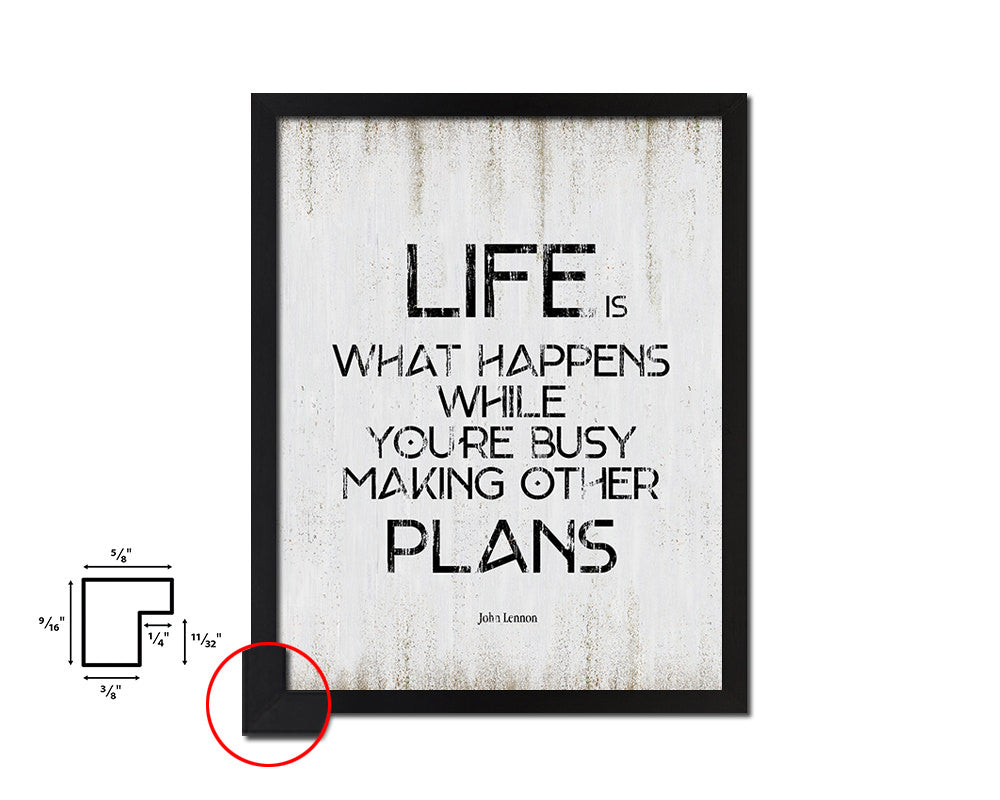 Life is what happens while you're busy Quote Wood Framed Print Wall Decor Art