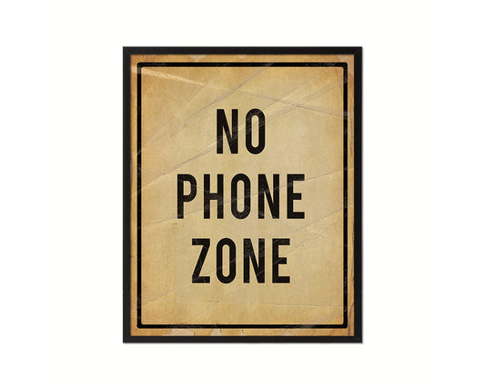 No Phone Zone Notice Danger Sign Framed Print Home Decor Wall Art Gifts