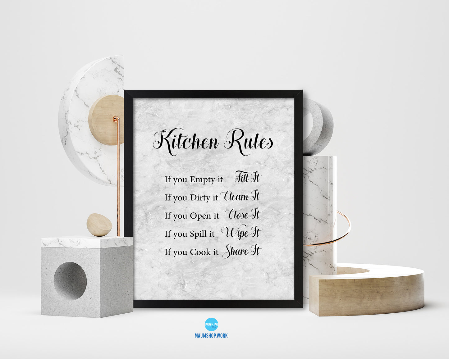 Kitchen Rules Quote Framed Print Wall Art Decor Gifts