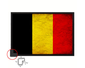 Belgium Country Vintage Flag Wood Framed Print Wall Art Decor Gifts
