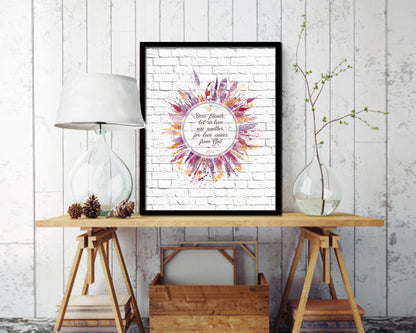 Dear friends, let us love on another, John 4:7 Quote Wood Framed Print Home Decor Wall Art Gifts