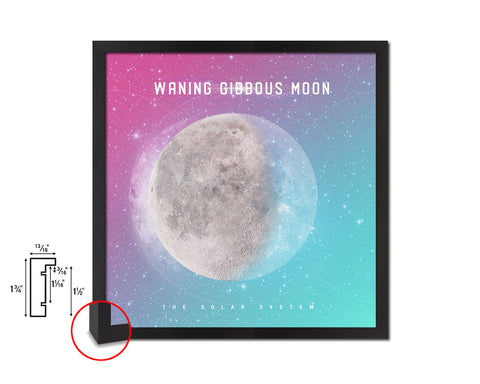 Waning Gibbous Lunar Phases Colorful Moon Watercolor Framed Prints Home Decor Wall Art Gifts