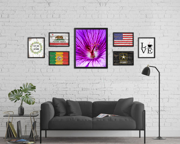 Cranesbill Geranium Purple Flower Wood Framed Paper Print Wall Decor Art Gifts