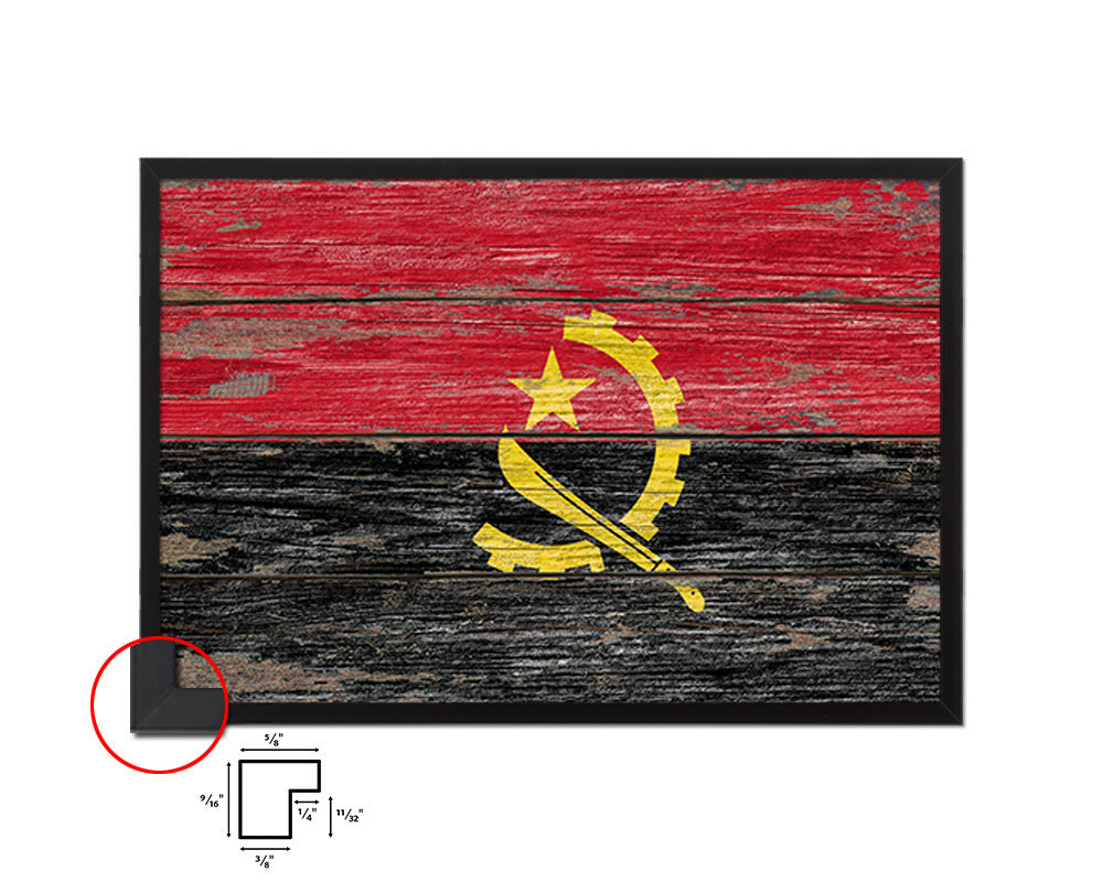 Angola Country Wood Rustic National Flag Wood Framed Print Wall Art Decor Gifts