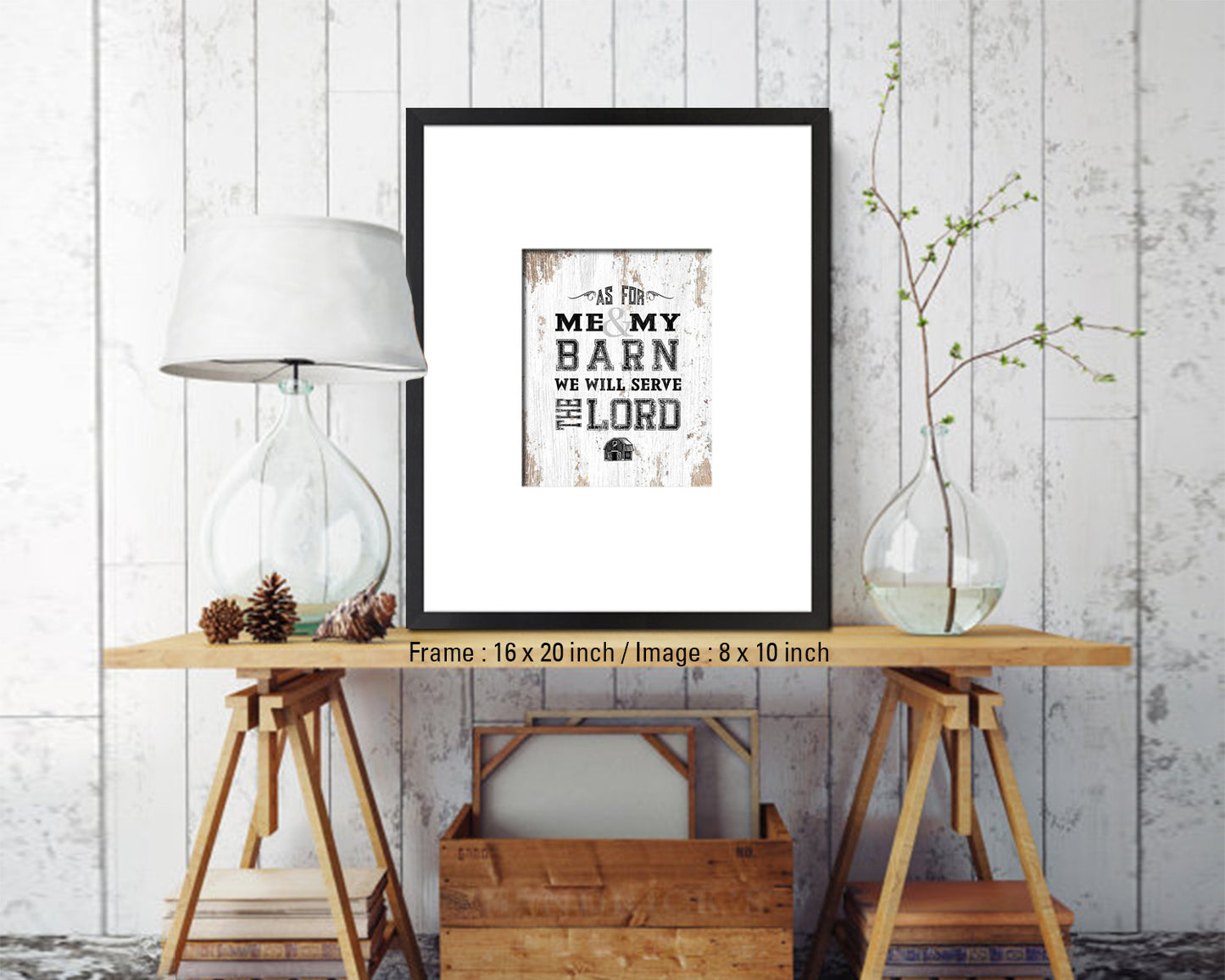 As for me & my barn, we will serve the Lord Quote Wood Framed Print Home Decor Wall Art Gifts