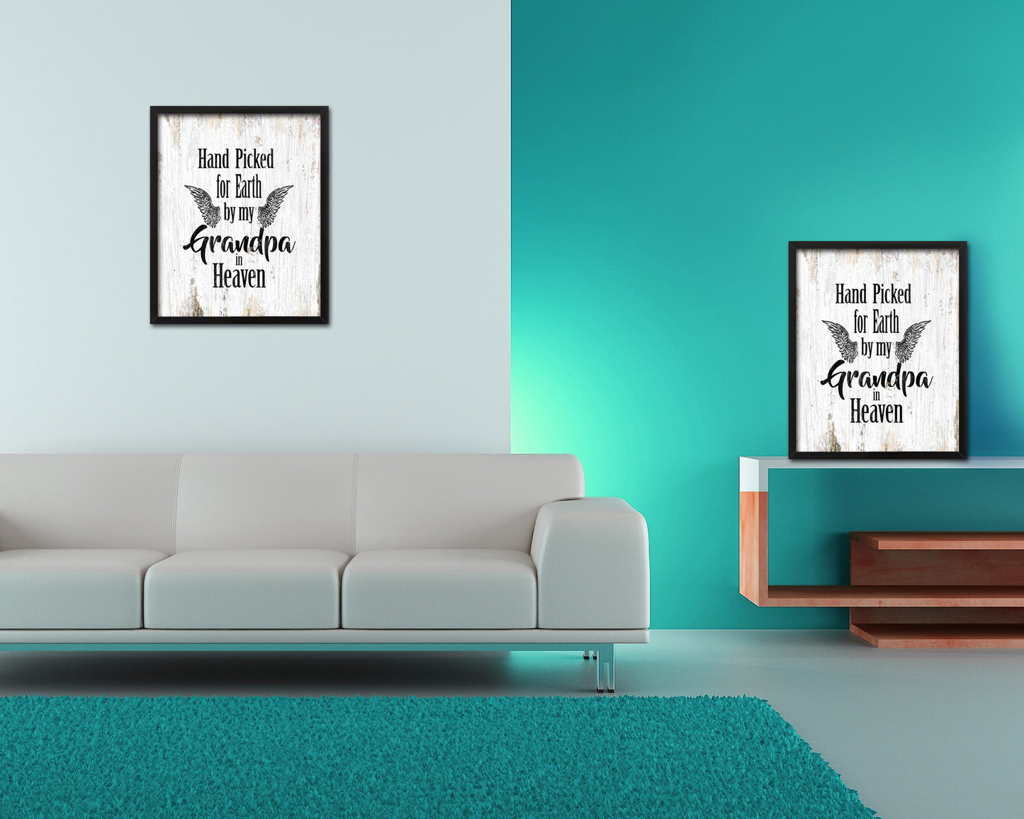 Hand picked for earth by our grandpa in heaven Quote Framed Print Wall Art Decor Gifts