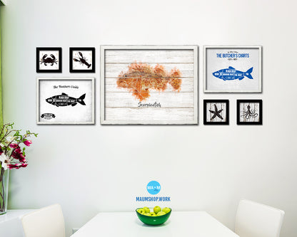 Scorpionfish Fish Framed Prints Modern Restaurant Sushi Bar Watercolor Wall Art Decor