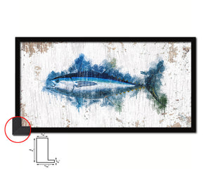 Bigeye Fish Art Wood Frame Shabby Chic Restaurant Sushi Wall Decor Gifts, 10" x 20"
