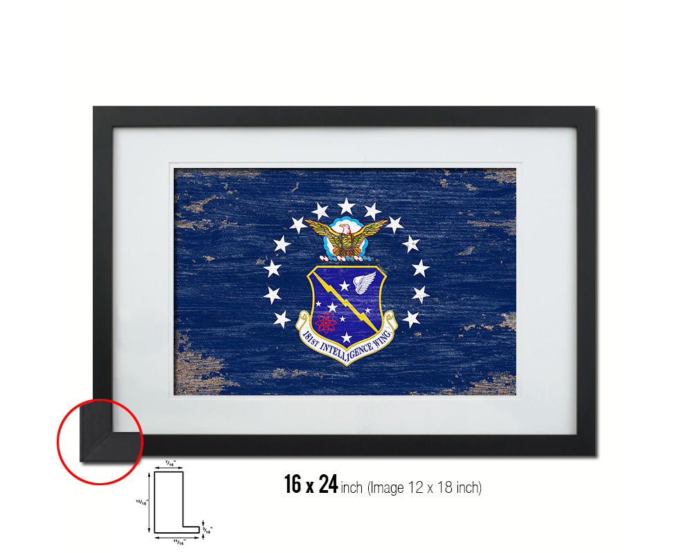 104th Fighter Wing Shabby Chic Emblem Flag Wood Framed Prints Wall Art Decor Gifts