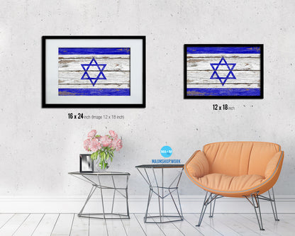Israel Country Wood Rustic National Flag Wood Framed Print Wall Art Decor Gifts