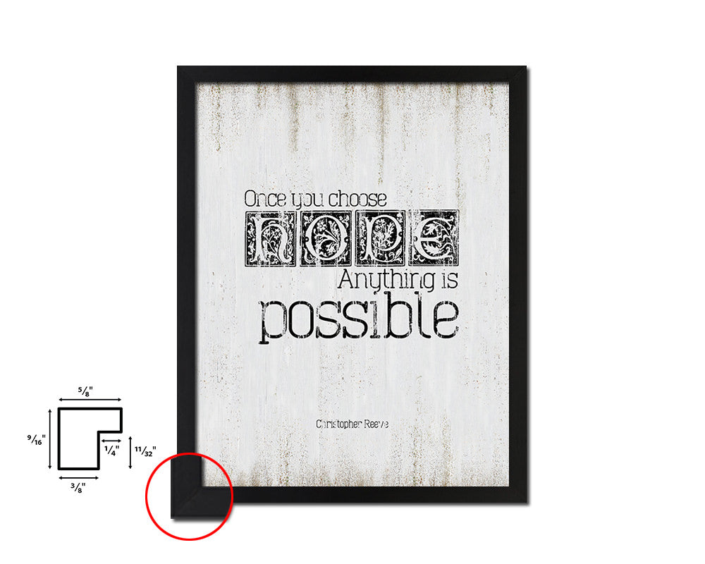 Once you choose hope anything is possible Quote Wood Framed Print Wall Decor Art