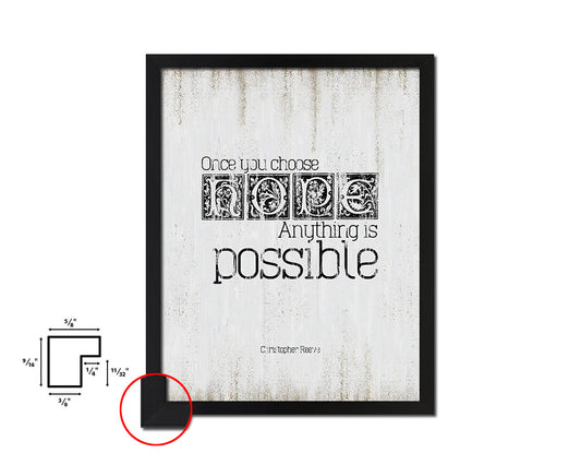 Once you choose hope anything is possible Quote Wood Framed Print Wall Decor Art