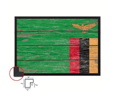 Zambia Country Wood Rustic National Flag Wood Framed Print Wall Art Decor Gifts