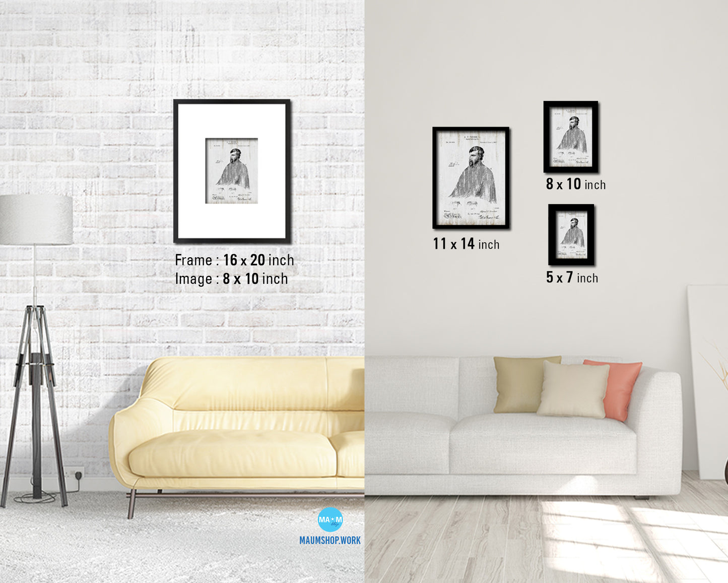 Barber's Cape Barbershop Vintage Patent Artwork Black Frame Print Wall Art Decor Gifts