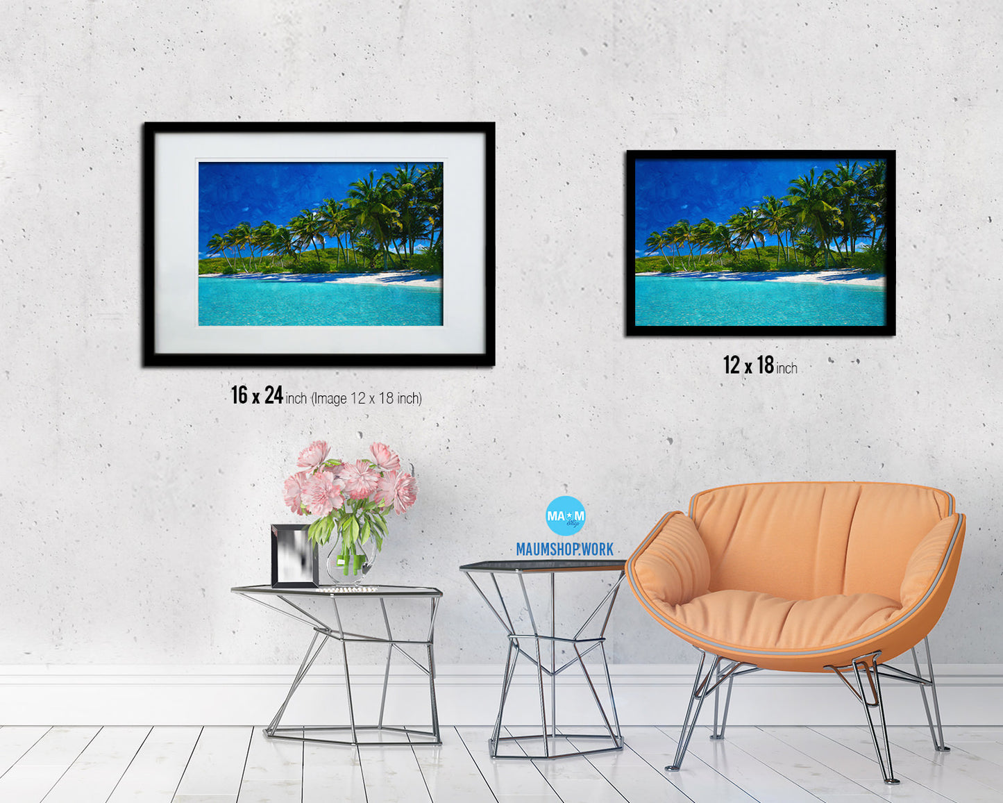 Palm Tree Tropical Beach Artwork Painting Print Art Frame Home Wall Decor Gifts