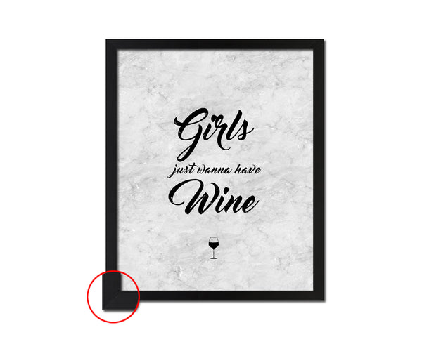 Girls just wanna have wine Quote Framed Print Wall Art Decor Gifts