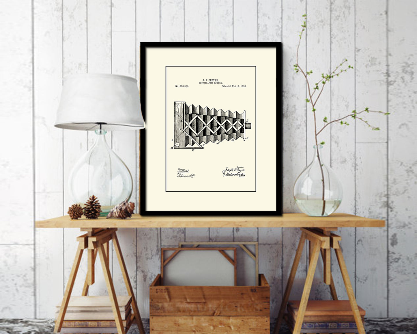 Photographic Camera Vintage Patent Artwork Black Frame Print Wall Art Decor Gifts