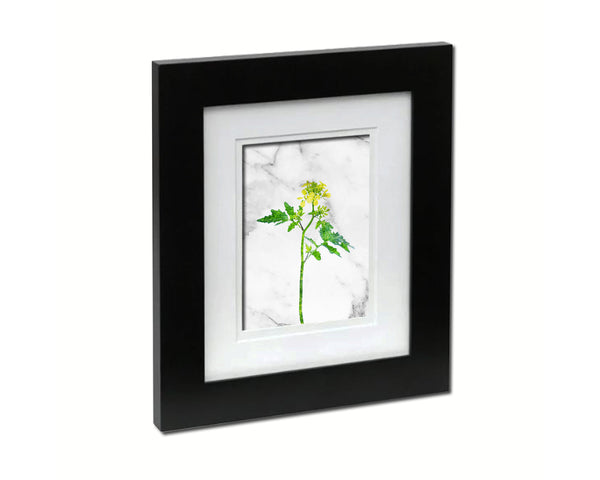 White Mustard Marble Texture Plants Art Wood Framed Print Wall Decor Gifts