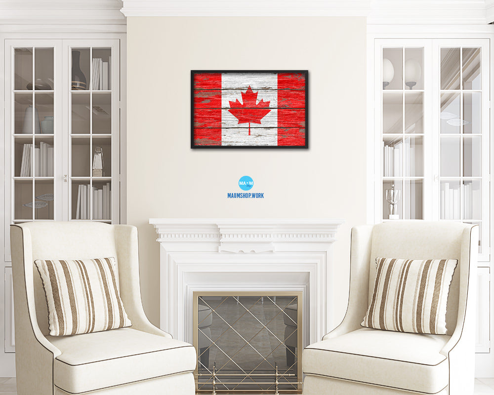 Canada Country Wood Rustic National Flag Wood Framed Print Wall Art Decor Gifts