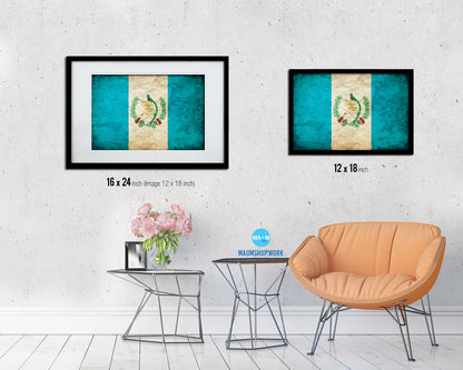 Guatemala Country Vintage Flag Wood Framed Print Wall Art Decor Gifts