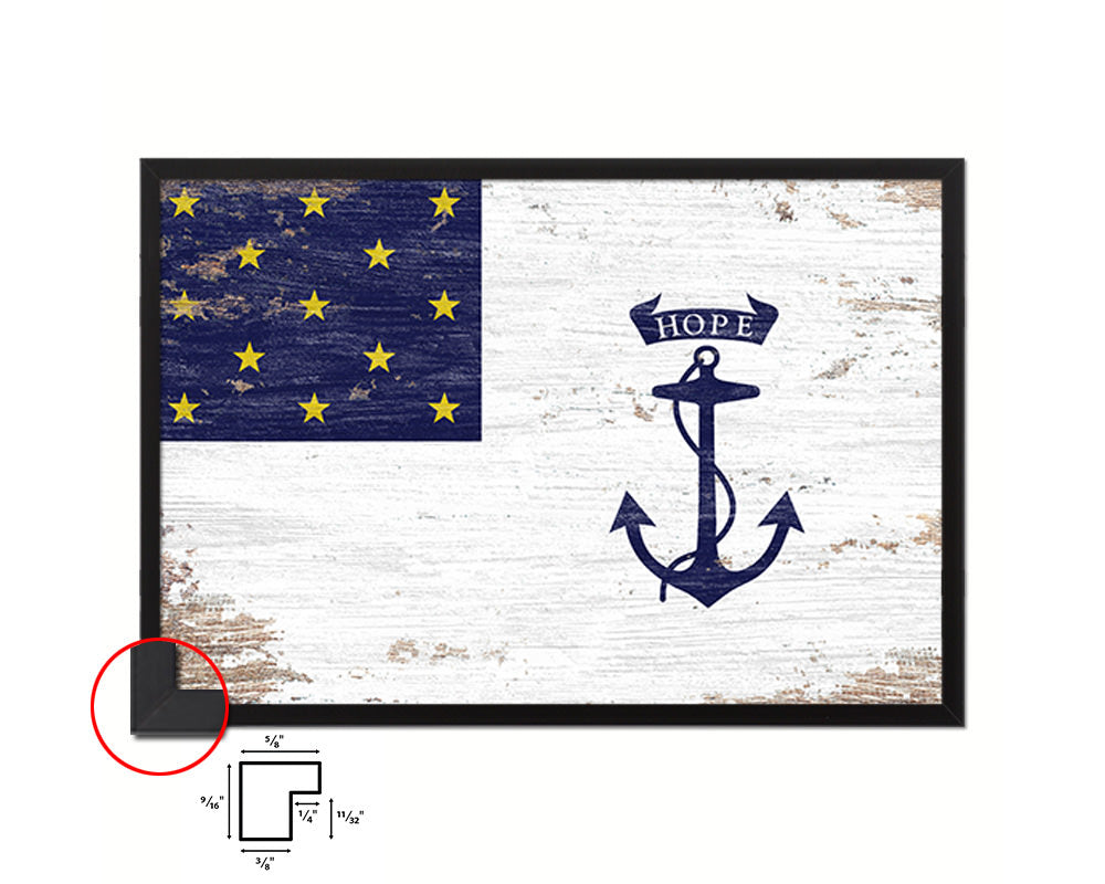 Valley Forge 1st Rhode Island Regiment Shabby Chic Military Flag Framed Print Decor Wall Art Gifts