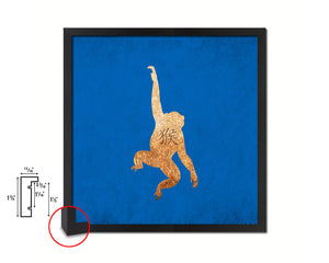 Monkey Chinese Zodiac Character Wood Framed Print Wall Art Decor Gifts, Blue
