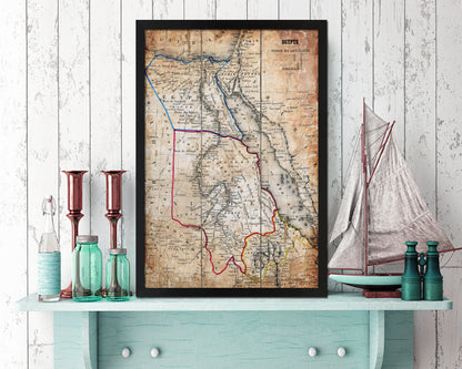 Egypt Nubia Abyssinia Africa Antique Map Wood Framed Print Art Wall Decor Gifts