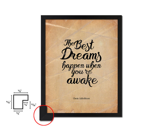 The best dreams happen Quote Paper Artwork Framed Print Wall Decor Art
